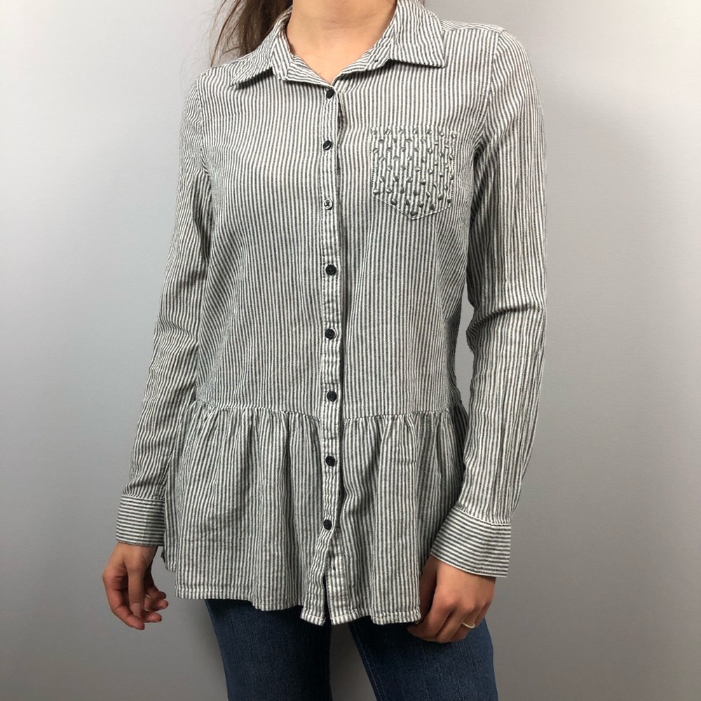 White and Blue Striped Blouse